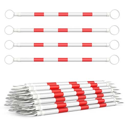 Battife 40 Pack Retractable Traffic Cone Bar (from 4ft to 6.9ft), Expandable Cone Bar for Traffic Road Parking use, White/Red [Cone Not Include]