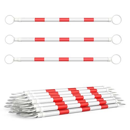 Battife 30Pack Retractable Traffic Cone Bar (from 4ft to 6.9ft), Expandable Cone Bar for Traffic Road Parking use, White/Red [Cone Not Include]