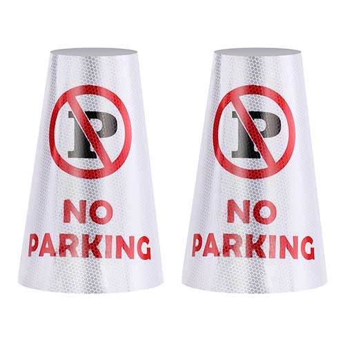 2Pack NO Parking Reflective Collars for Traffic Safety Cones, High Visible Signs for Driveway Road Outdoor Use [Cone Not Include]