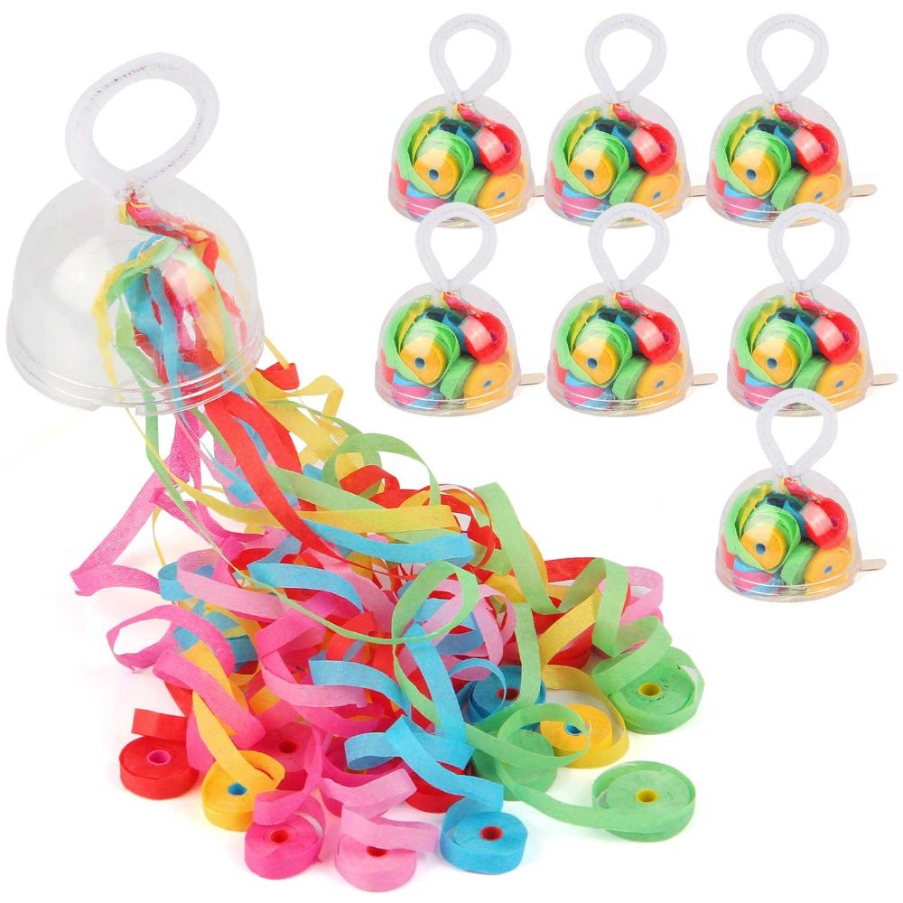 Battife Streamers Poppers - Colorful Hand Throw Streamers Poppers, No Mess Paper Crackers for Birthday Wedding Party Celebrations, Multi-Color