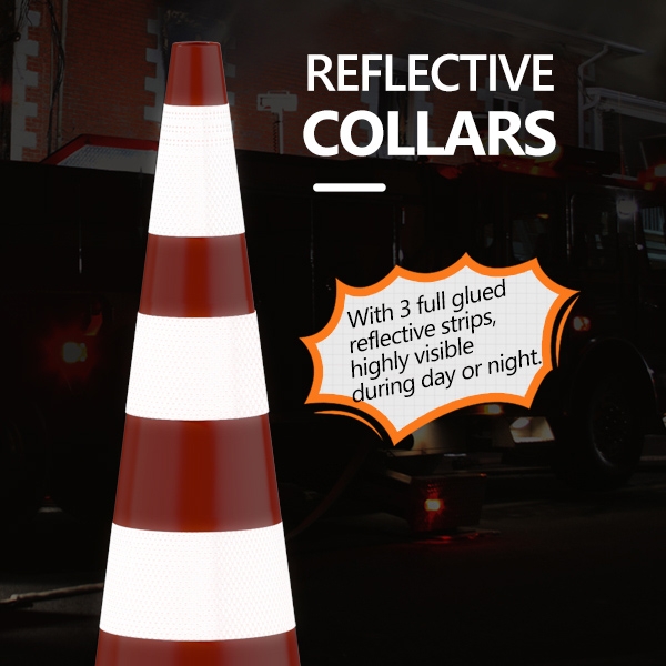 Battife 36 Inch Traffic Safety Cones 6Pack PVC Cone With Reflective