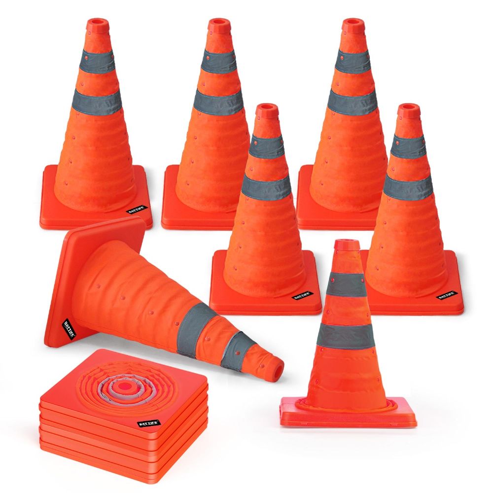 [10 Pack] 18'' inch Collapsible Traffic Safety Cones, Orange Cones, Multi Purpose Pop-up Cones with Reflective Collar, for Driving Practice,Road Parking