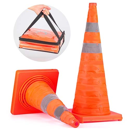 BATTIFE [2 Pack] 28'' inch Collapsible Traffic Safety Orange Cones, Multi Purpose Pop-up Cones and Reflective Collar, for Road Parking, Driving Practice