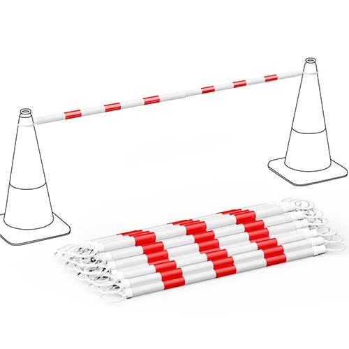 BATTIFE 20 Pack Retractable Traffic Cone Bar (from 4ft to 6.9ft), Expandable Cone Bar for Traffic Road Parking use, White/Red [Cone Not Include]