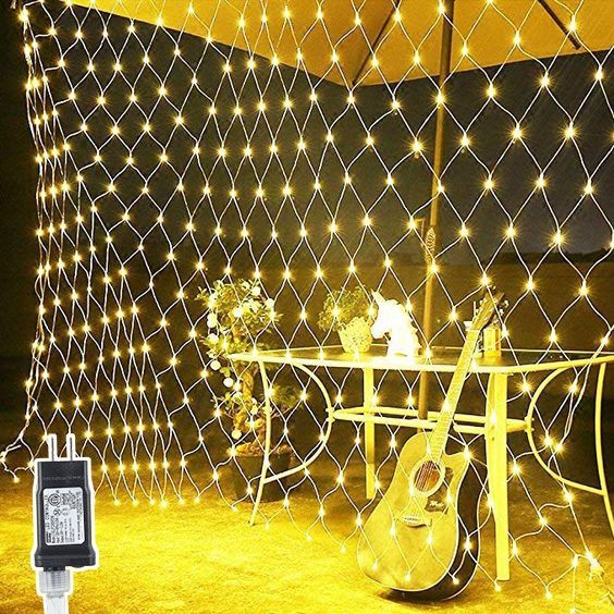 LED Lights Net 10ft X 6.6ft 200 Mesh String Lights Low Voltage with 8 Modes for Garden Bushes Wedding Party Christmas Trees Indoor Outdoor Decorations (Warm White)