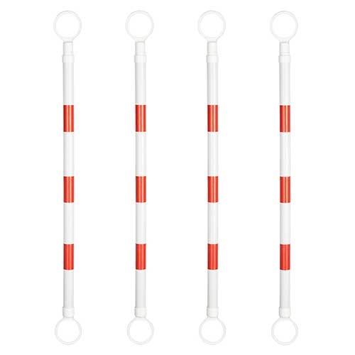 BATTIFE 4 Pack Retractable Traffic Cone Bar from 4ft to 6.9ft, Expandable Cone Bar for Traffic Road Parking use, White/Red [ Cone Not Include ]