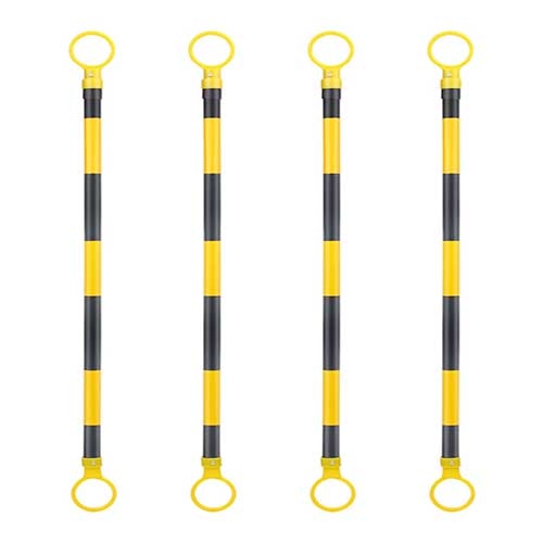 Battife 4 Pack Retractable Traffic Cone Bar from 4ft to 6.9ft, Expandable Cone Bar for Traffic Road Parking use, Black/Yellow [Cone Not Include]