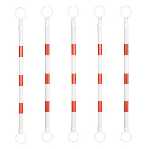 BATTIFE 5 Pack Retractable Traffic Cone Bar from 4ft to 6.9ft, Expandable Cone Bar for Traffic Road Parking use, White/Red [ Cone Not Include ]