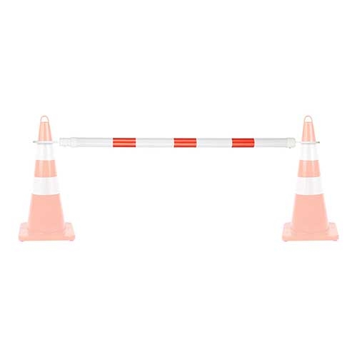 Battife 1Pack Retractable Traffic Cone Bar (from 4ft to 6.9ft), Expandable Cone Bar for Traffic Road Parking use, White/Red [Cone Not Include]