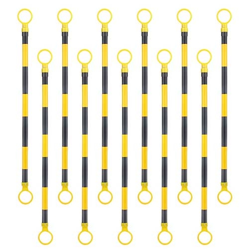 Battife 11 Pack Retractable Traffic Cone Bar from 4ft to 6.9ft, Expandable Cone Bar for Traffic Road Parking use, Black/Yellow [Cone Not Include]