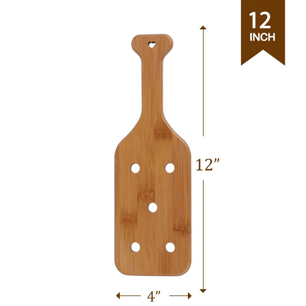 Battife 12inch Bamboo Paddle Lightweight Durable Smooth Paddle with Airflow Holes