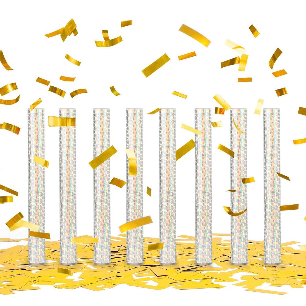 Battife Gold Confetti Sticks, Gold Metallic Confetti Poppers, Wedding Confetti Flick Flutter Shoots for Birthday Party, Graduation, Anniversary Parties Supplies, Square, 7.8inch