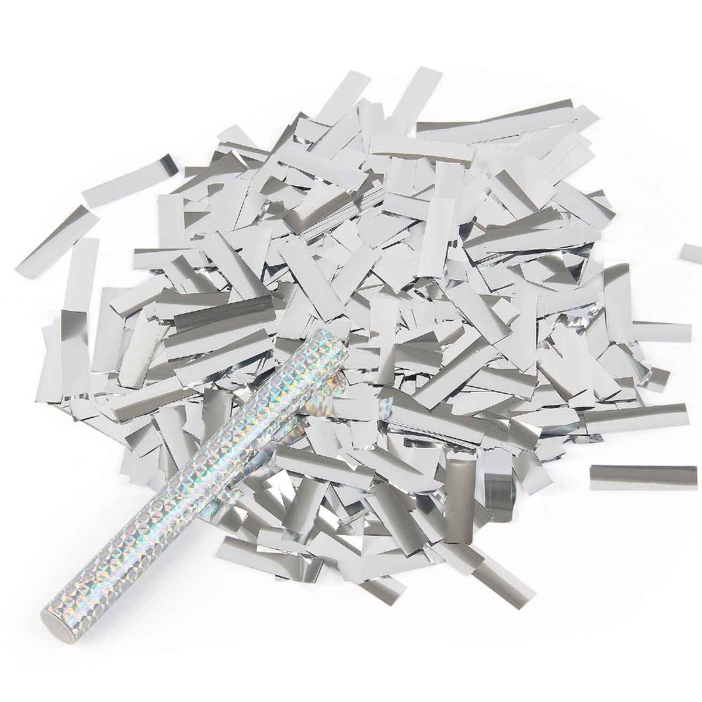 Battife Silver Confetti Wands, Flutter Metallic Confetti Shooter Poppers For Wedding Party, Handheld Confetti Sticks for Birthday, Graduation, New Year's Eve, Christmas. 7.8inch