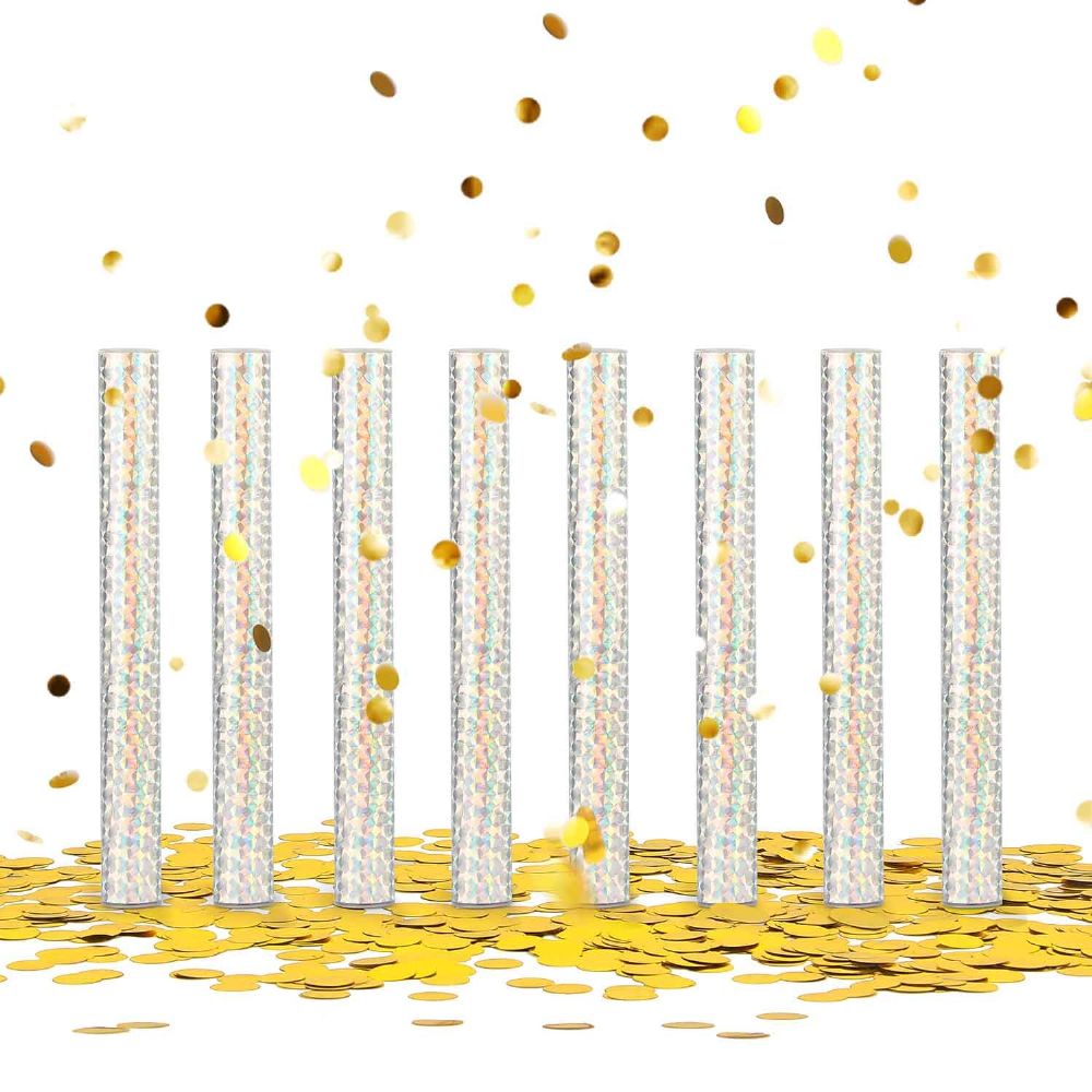 Battife Gold Confetti Sticks, Wedding Confetti Poppers, Flick Flutter Confetti Shoots for Birthday Party, Graduation, Anniversary Parties Supplies, Circle, 7.8inch