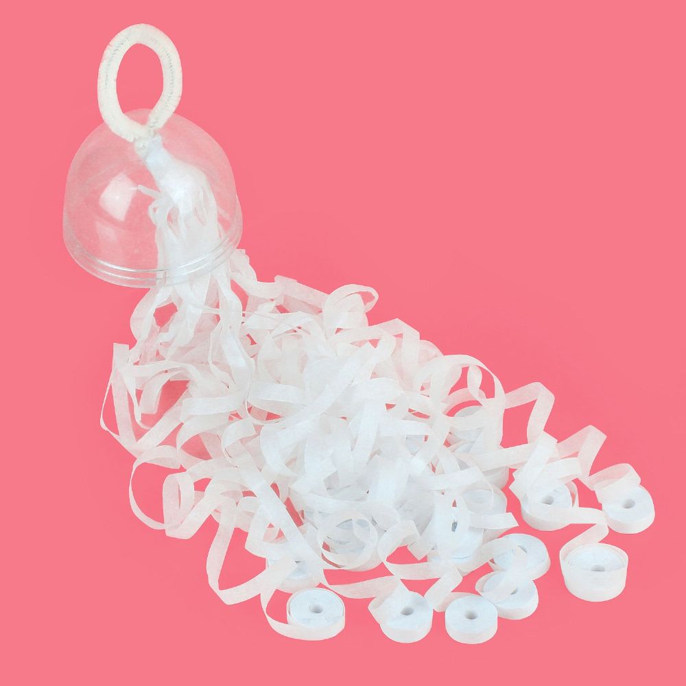 Battife Streamers Poppers - White Hand Throw Confetti Poppers, No Mess Paper Crackers for Birthday Wedding Party Celebrations, White