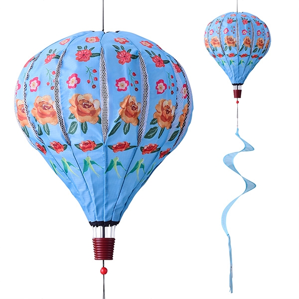 BATTIFE 2Pcs Colorful Flower Hot Air Balloon Wind Spinner with Tail, Spiral Windmill Yard, Outdoor Spiral Wind Balloon, Decorations Large Garden Hanging