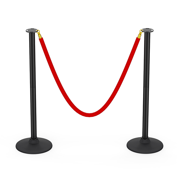 BATTIFE 2 Pack Plastic Stanchion Posts, Red Velvet Rope, Crowd Control | Rubber-plastic bases with 5-ft velvet ropes; stanchion stands for events, theaters, red carpets, parties, and queue lines.