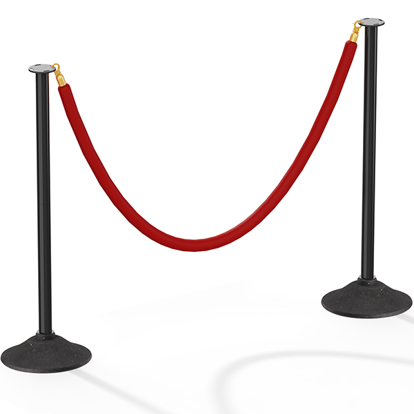 BATTIFE 2 Pack Plastic Stanchion Posts, 10-in Base, Red Velvet Rope | 10-in rubber-plastic base, approx. 3.97 lb each; 33.8-in plastic posts and 5-ft velvet rope for crowd control and queues.